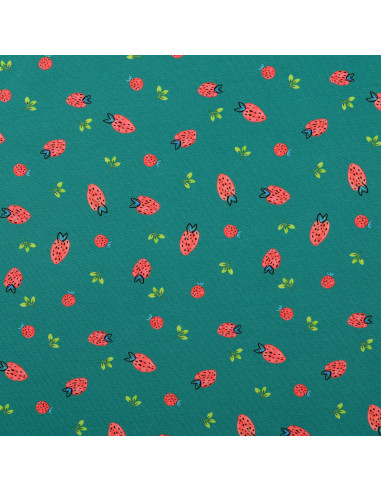 Jersey-Stoff Erdbeeren - Entengrün