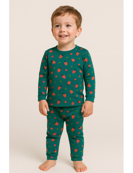 Jersey-Stoff Erdbeeren - Entengrün