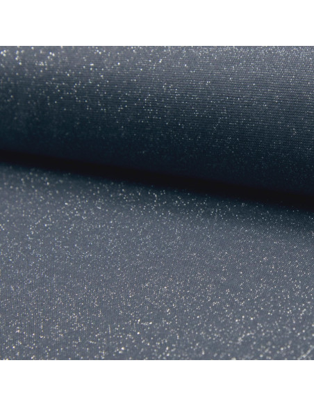 Jersey-Rippstrickstoff mit Lurex - Denim mit silbernem Lurex