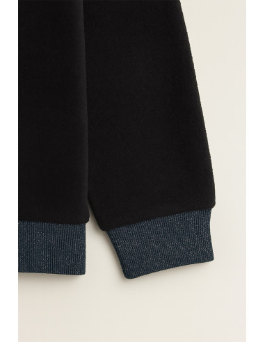 Jersey-Rippstrickstoff mit Lurex - Denim mit silbernem Lurex