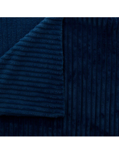 Minky-Stoff mit breiten Rippen - Marineblau