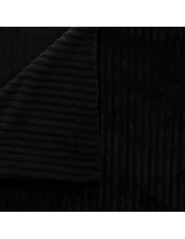 Minky-Stoff mit breiten Rippen - Schwarz