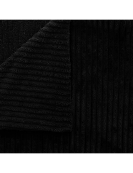 Minky-Stoff mit breiten Rippen - Schwarz