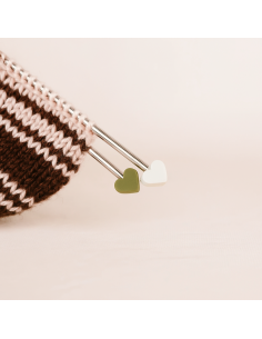 Maschenstopper für Stricknadeln - Khakifarbene Herzen 2