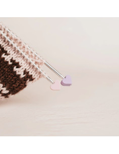 Maschenstopper für Stricknadeln - Rosa Herzen 2