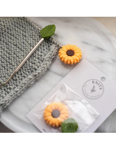 Maschenstopper für Stricknadeln - Gelbe Margerite