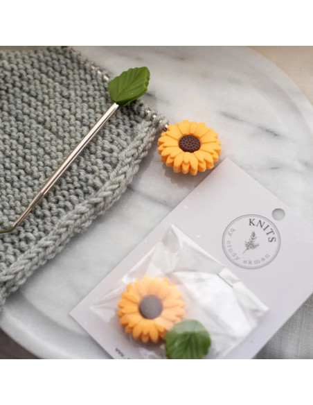 Maschenstopper für Stricknadeln - Gelbe Margerite