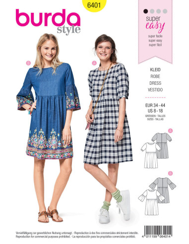 Kleid Schnittmuster - Burda 6401