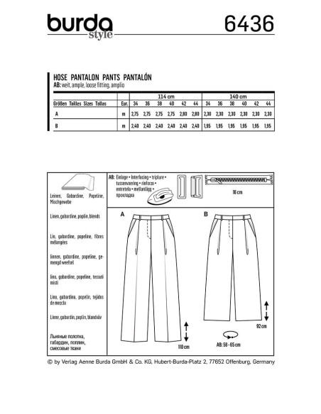 Hosenmuster - Burda 6436