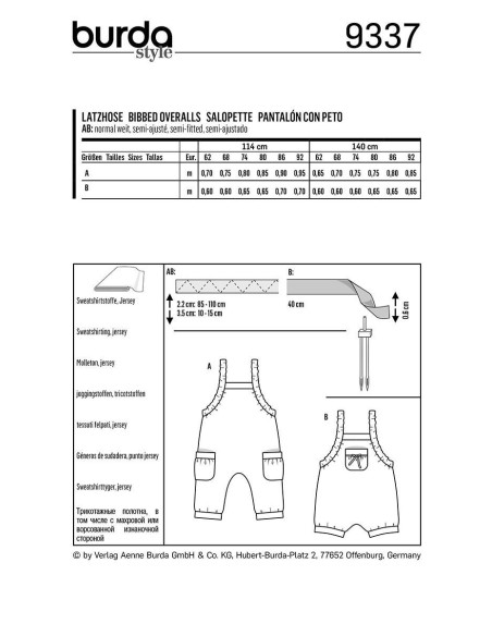 Latzhosenmuster - Burda 9337
