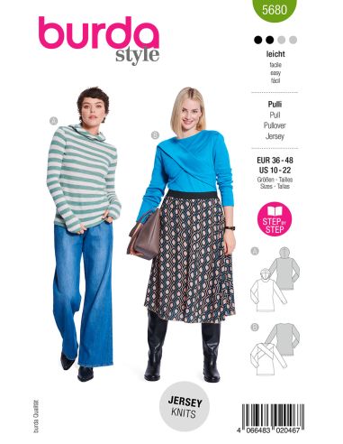Pullover- und T-Shirt-Schnittmuster - Burda 5680