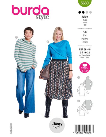 Pullover- und T-Shirt-Schnittmuster - Burda 5680