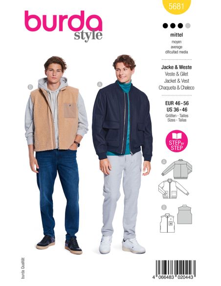 Jacken- und Westen-Schnittmuster - Burda 5681