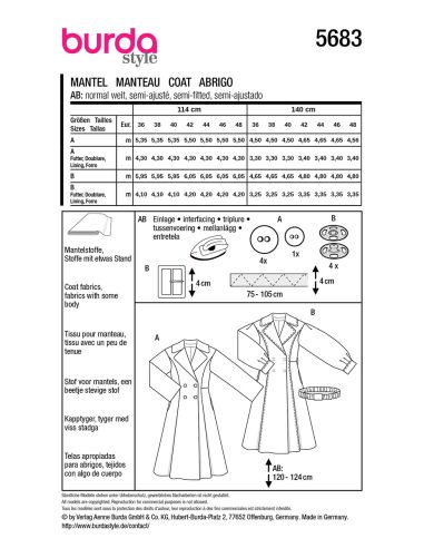 Mantelschnittmuster - Burda 5683