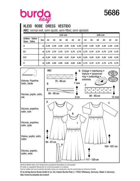 Kleid Schnittmuster - Burda 5686