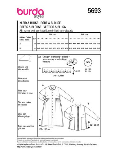Kleid- und Blusenmuster - Burda 5693