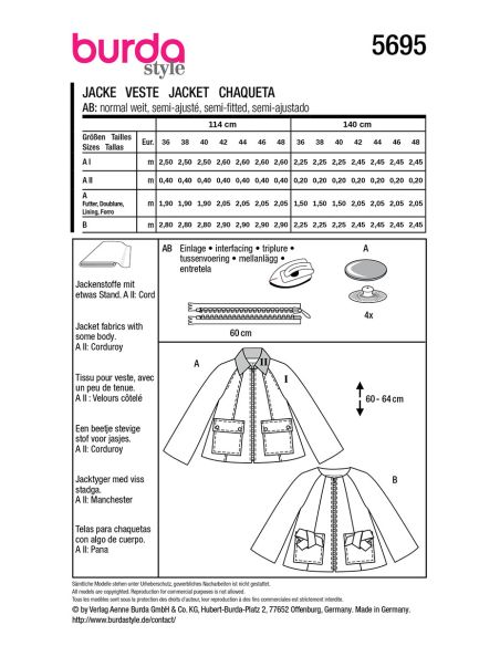 Jackenschnittmuster - Burda 5695