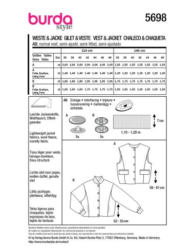 Weste Schnittmuster - Burda 5698
