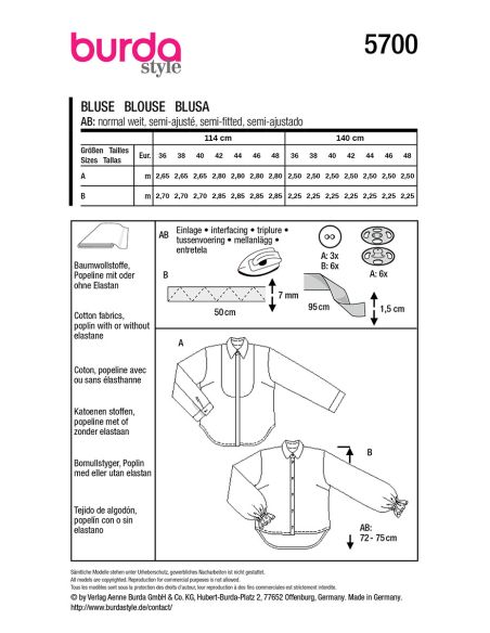 Blusenmuster - Burda 5700