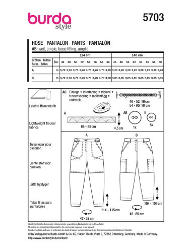 Hosenmuster - Burda 5703