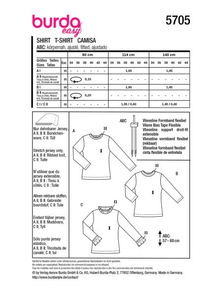 T-Shirt-Schnittmuster - Burda 5705