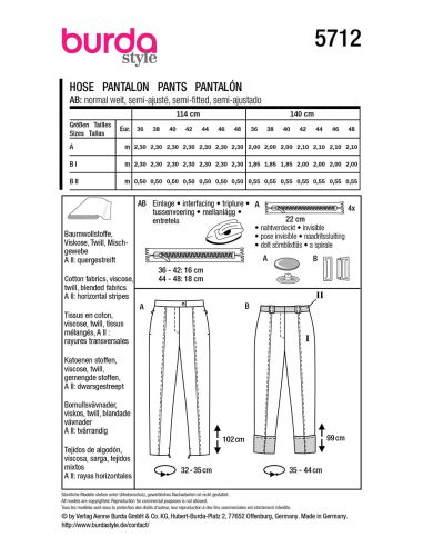 Hosenmuster - Burda 5712