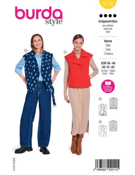 Weste Schnittmuster - Burda 5714