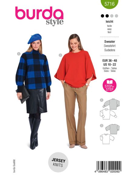 Sweatshirt-Schnittmuster - Burda 5716