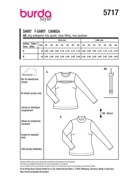 T-Shirt-Schnittmuster - Burda 5717