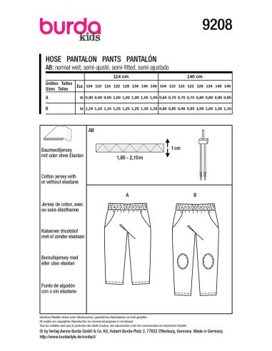Hosenmuster - Burda 9208