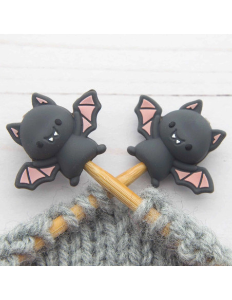 Maschenstopper für Stricknadeln - Fledermaus