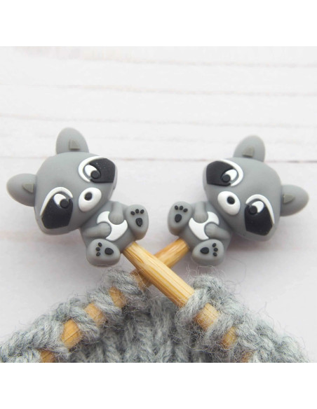 Maschenstopper für Stricknadeln - Kleiner Waschbär