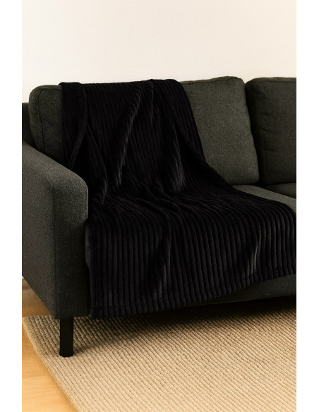 Minky-Stoff mit breiten Rippen - Schwarz