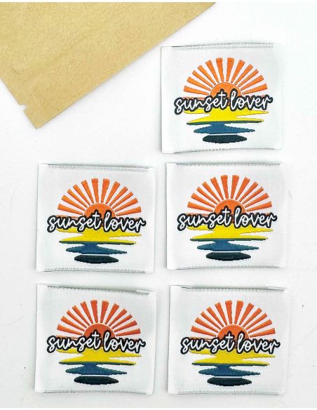 Set von 5 gewebten Aufnähern zum Annähen Sunset Lover