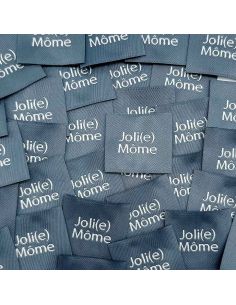 Satz von 5 gewebten Aufnähern zum Aufnähen Joli Môme grau