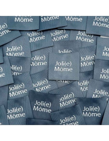 Satz von 5 gewebten Aufnähern zum Aufnähen Joli Môme grau