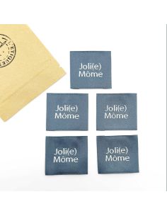 Satz von 5 gewebten Aufnähern zum Aufnähen Joli Môme grau 2