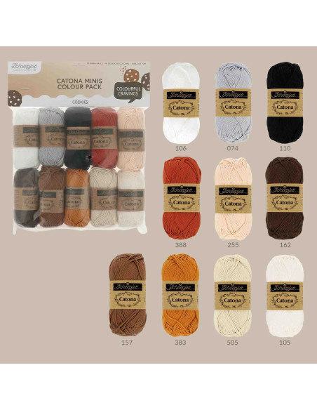 Beutel mit 10 Knäueln Scheepjes Catona Colour Pack - Cookies