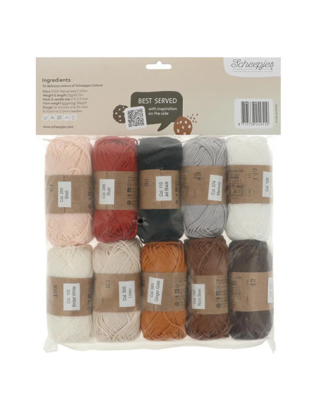 Beutel mit 10 Knäueln Scheepjes Catona Colour Pack - Cookies