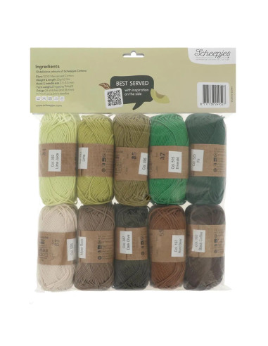 Packung mit 10 Knäueln Scheepjes Catona Colour Pack - Avocado Toast