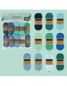 Beutel mit 10 Knäueln Scheepjes Catona Colour Pack - Blueberry Fizz 2