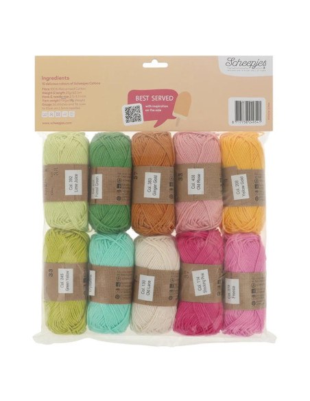 Beutel mit 10 Knäueln Scheepjes Catona Colour Pack - Creamsicle