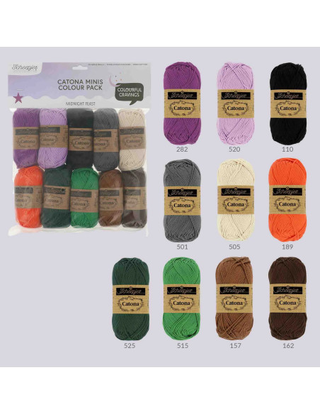 Beutel mit 10 Knäueln Scheepjes Catona Colour Pack - Mitternachtsfest