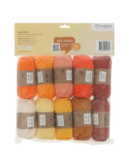 Beutel mit 10 Knäueln Scheepjes Catona Colour Pack - Crème brûlée