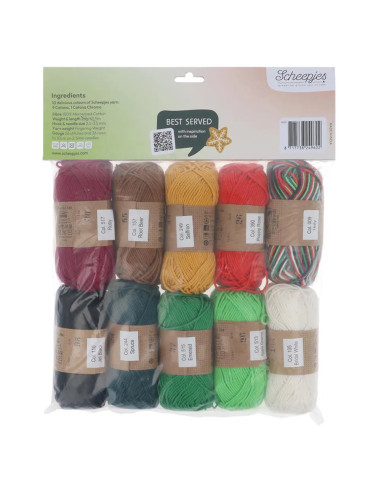 Beutel mit 10 Knäueln Scheepjes Catona Colour Pack - Weihnachten