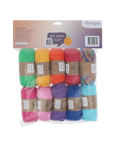 Beutel mit 10 Knäueln Scheepjes Catona Colour Pack - Obstplatte