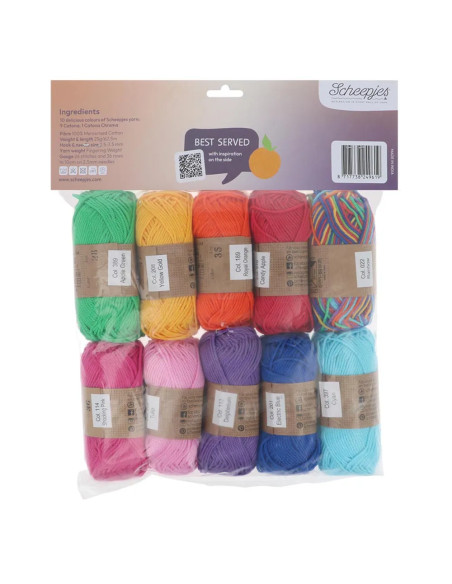 Beutel mit 10 Knäueln Scheepjes Catona Colour Pack - Obstplatte