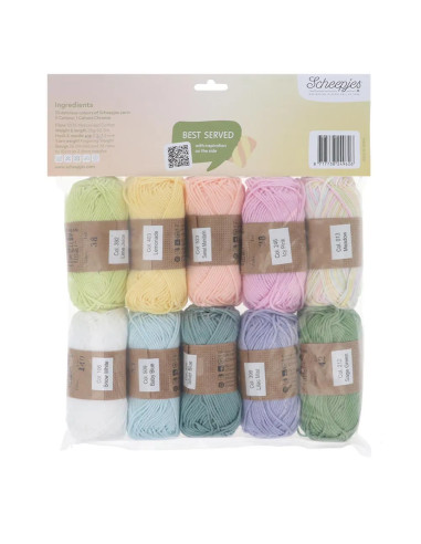 Beutel mit 10 Knäueln Scheepjes Catona Colour Pack - Marshmallow-Mix