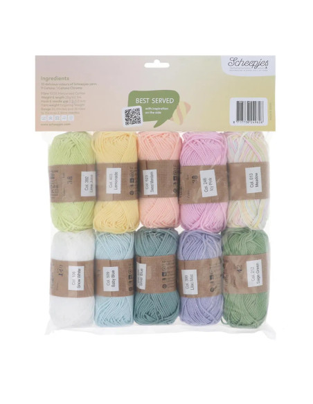 Beutel mit 10 Knäueln Scheepjes Catona Colour Pack - Marshmallow-Mix