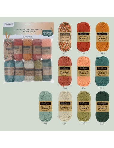 Beutel mit 10 Knäueln Scheepjes Catona Colour Pack - Harvest tart